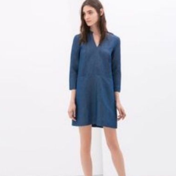 Zara Basic Denim Couture Jean Dress - Picture 1 of 6
